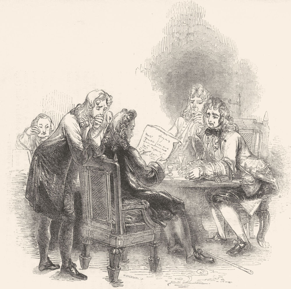 SOCIETY. Roger de Coverley's death announced 1845 old antique print picture